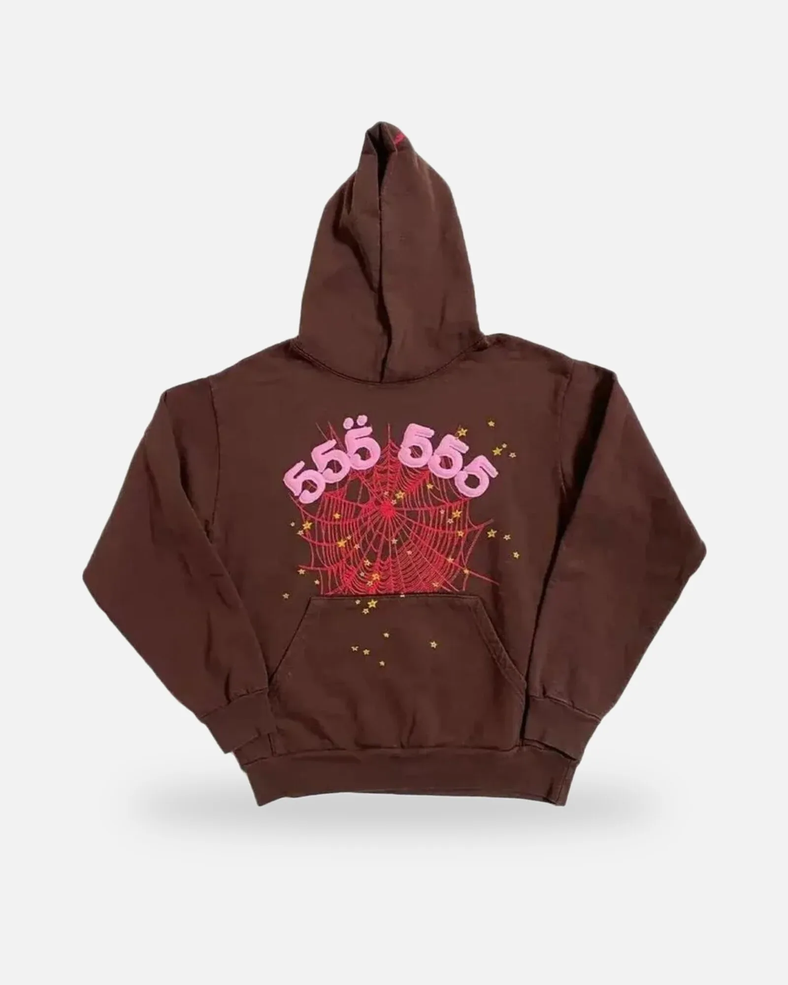 Spider Angel Number Hoodie Brown (framed) Spider Angel Number Hoodie Brown, front view
