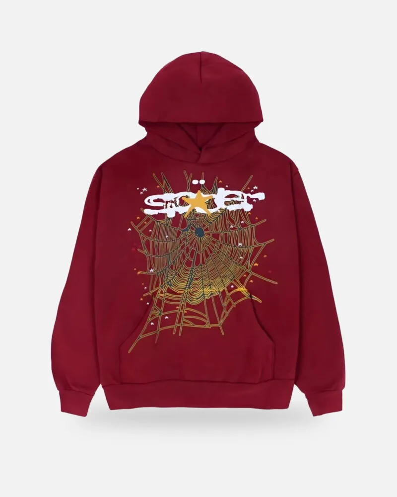 Spider Logo Hoodie Maroon