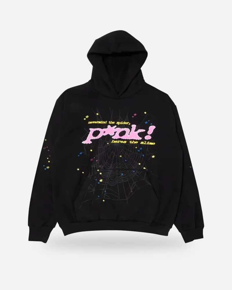 Spider Ponk Hoodie Black, front view