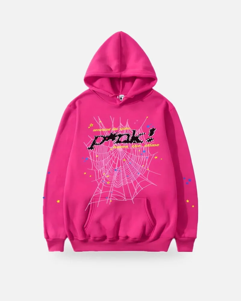 Spider Ponk Hoodie Pink, front view