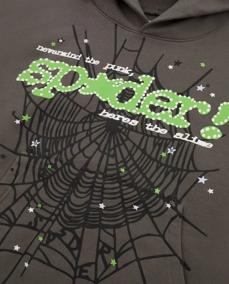 Spider Punk V2 Hoodie Slate Gray, front view