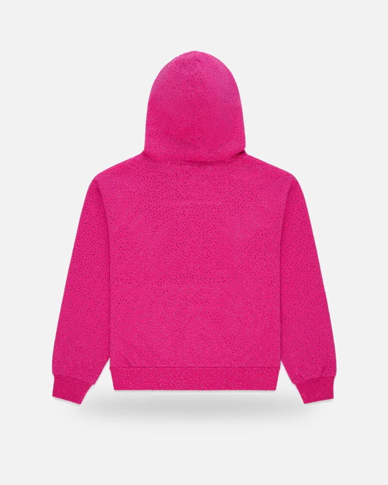 Spider Rhinestone Logo Hoodie Pink