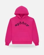 Spider Rhinestone Logo Hoodie Pink, view 2