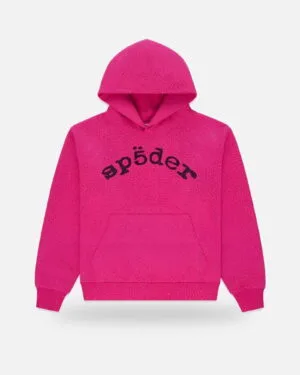 Spider Rhinestone Logo Hoodie Pink, view 2