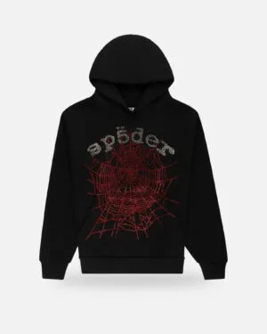 Spider Rhinestone OG Web V2 Hoodie Black, front view