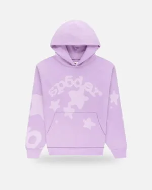 Spider Star Pattern Hoodie Purple, front view