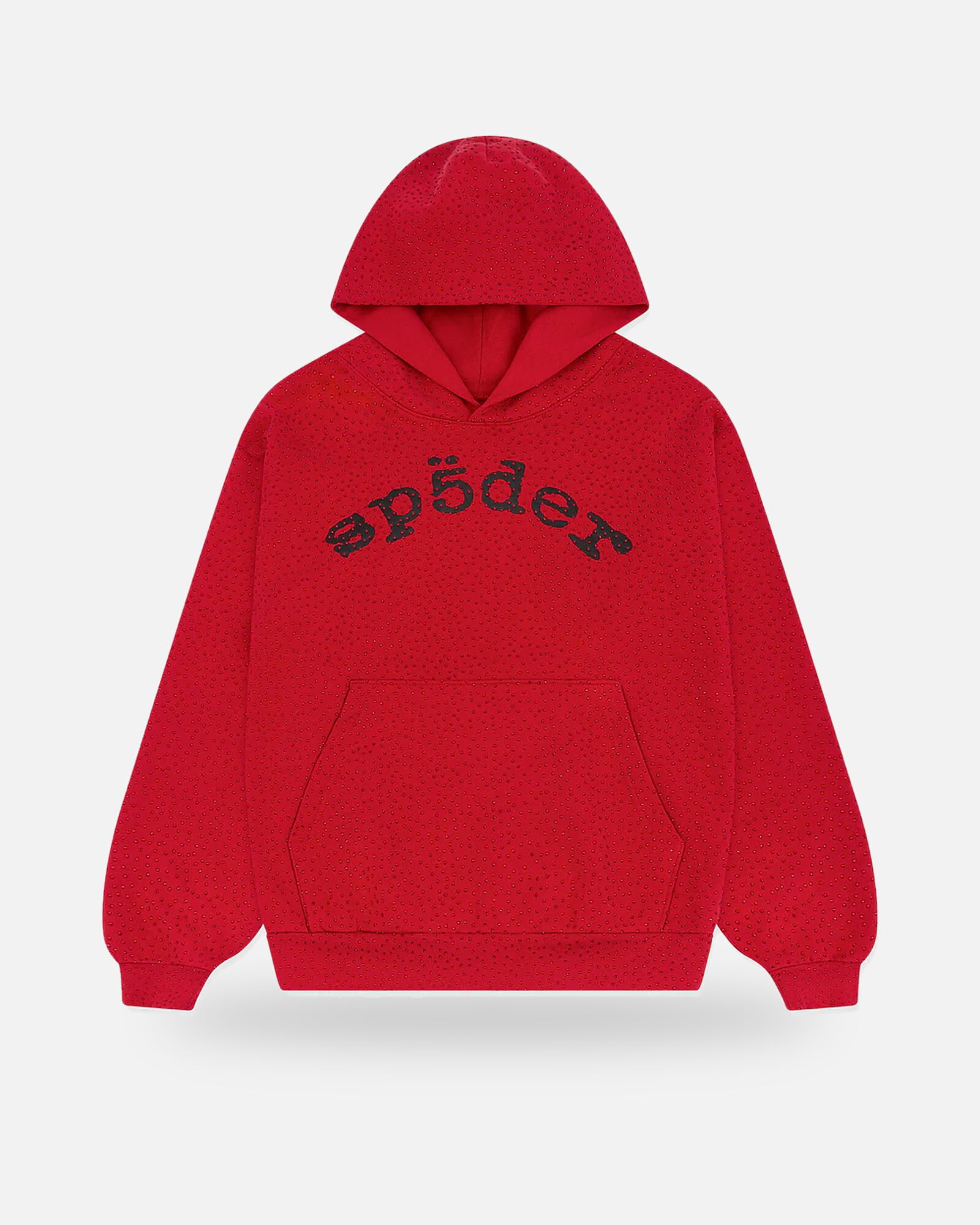 Pullover hoodie in red with a logo print on the flat french terry face