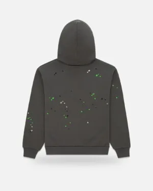 Spider Web Graphic Green Hoodie Charcoal