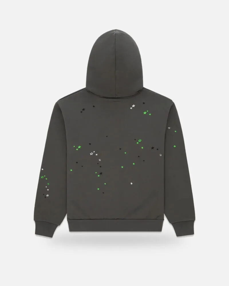 Spider Web Graphic Green Hoodie Charcoal