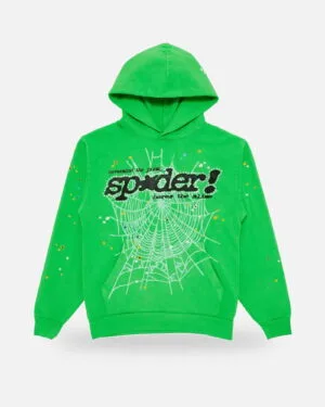Spider Web Graphic Hoodie Green, view 2