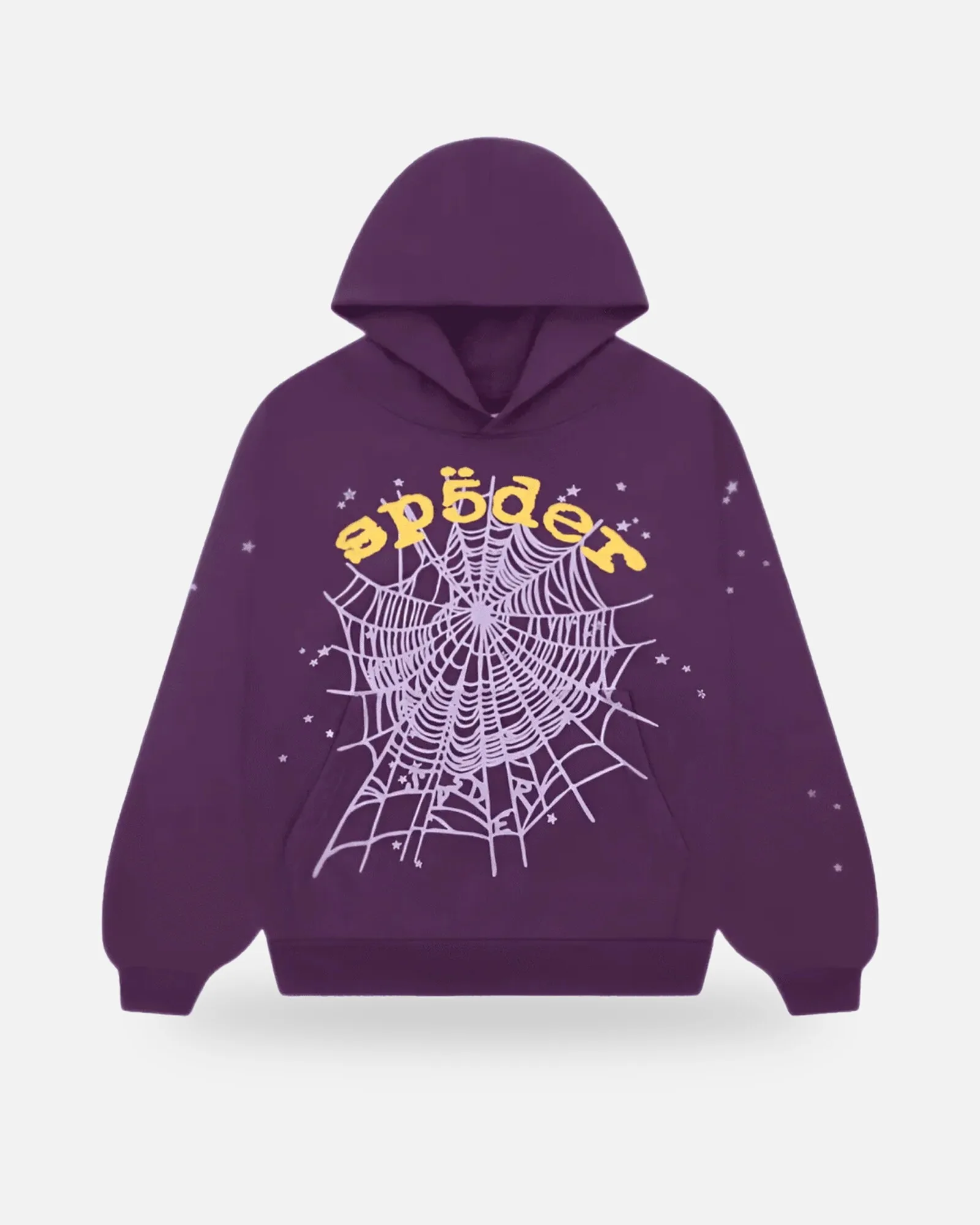 Spider Web Graphic Purple Hoodie Yellow (framed) Spider Web Graphic Purple Hoodie Yellow