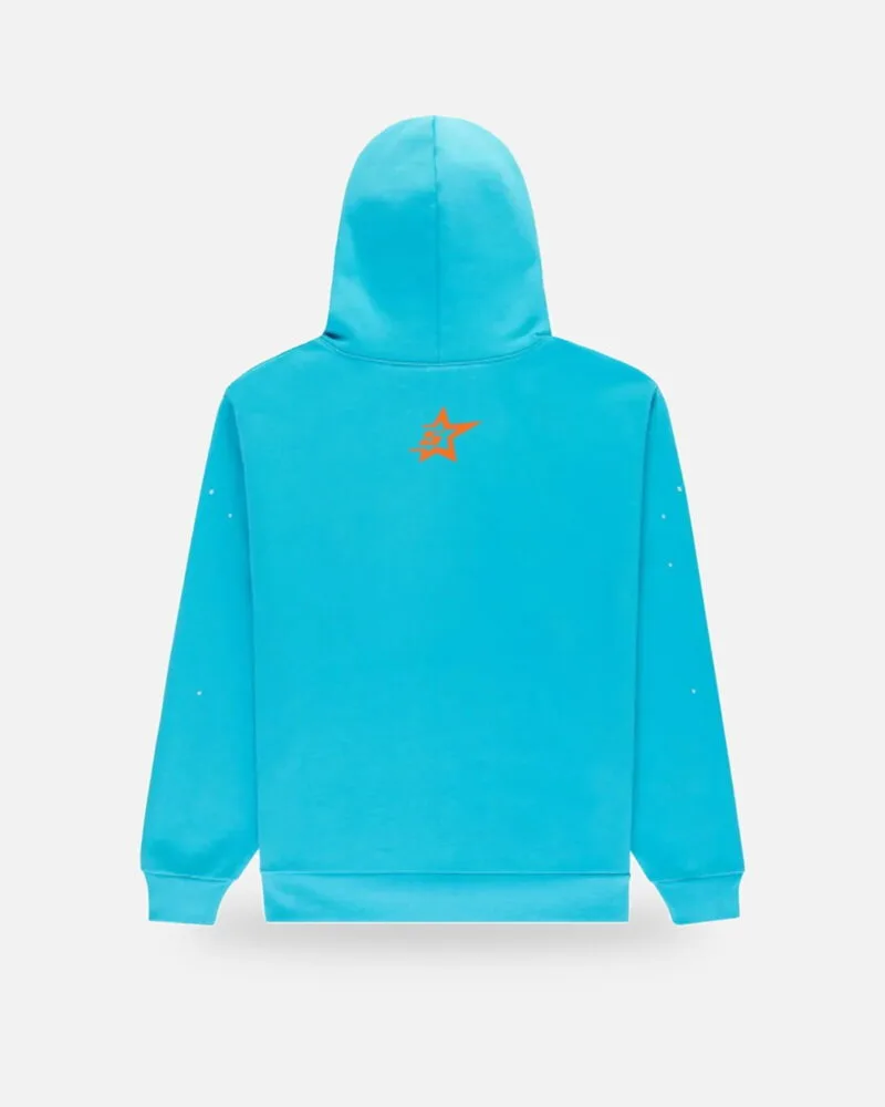 Spider Web Graphic Orange Hoodie Turquoise