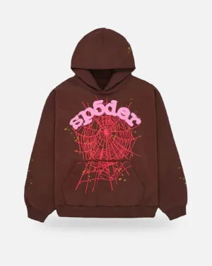 Spider Web Hoodie Brown, front view