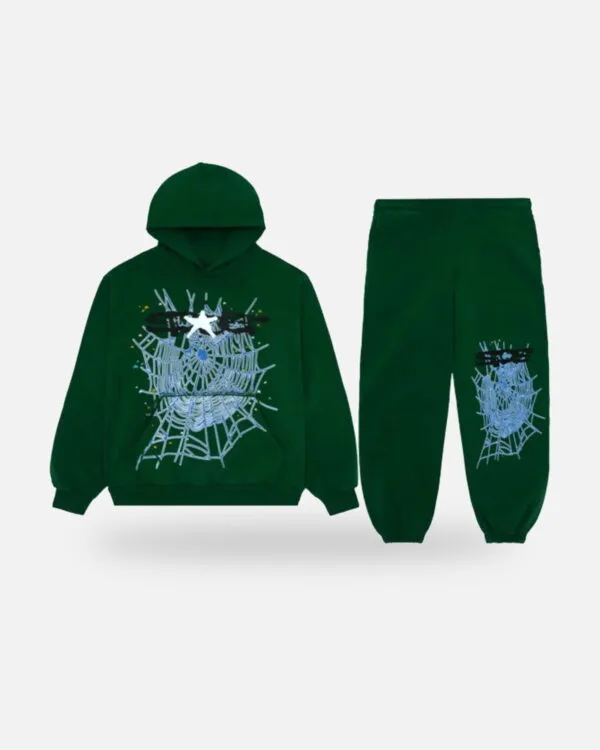 Spider Web Tracksuit Hunter Green, view 3